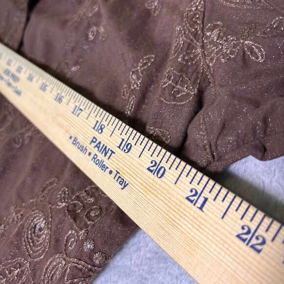 Wrangler Pearl Snap Shirt Womens Large Brown All Over Embroidered Sparkle Snaps - Picture 5 of 6